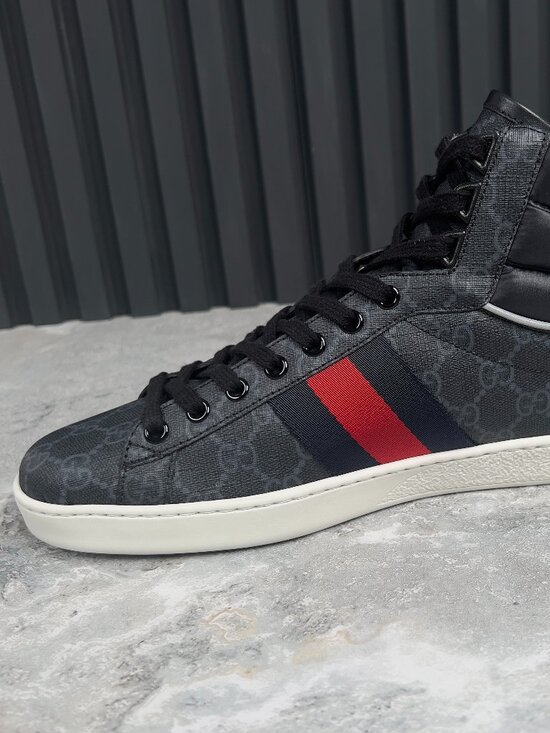 GUCCI Ace Web Supreme GG Monogram Sneakers Gray Leather 8.5 G or 9 US 42.5 EUR main image 12